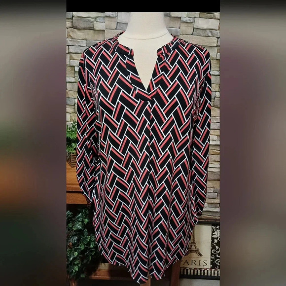 CATO Plus Size Chevron‎ Blouse Business Casual Office - Picture 1 of 5